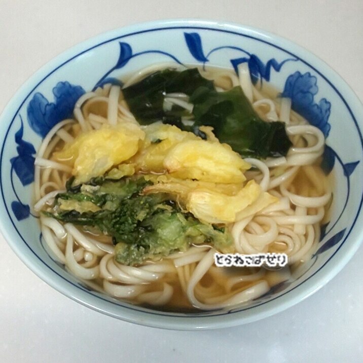 春の味✨たけのこと菜の花の天ぷらうどん